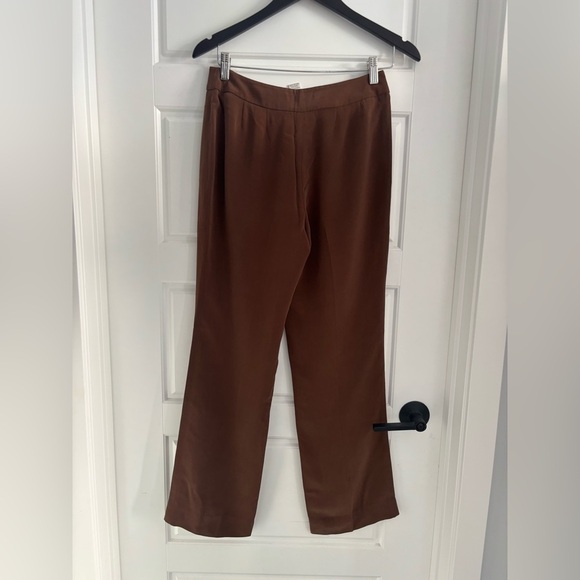Vintage Jones New York 100% Silk Trousers Chocolate Brown Straight Leg Size 6​​​ - Picture 2 of 6